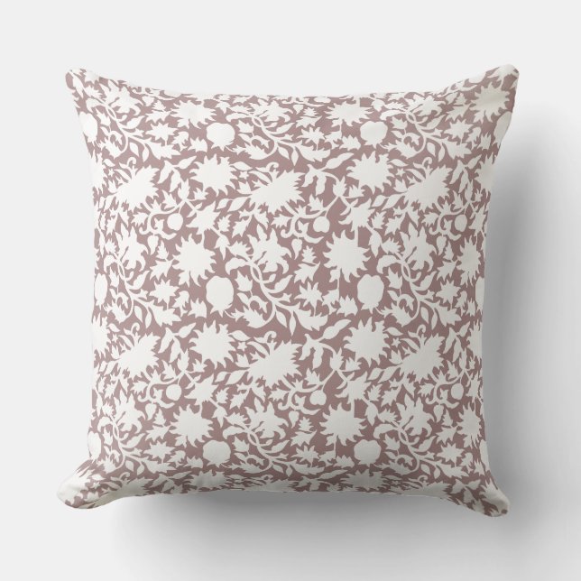 Indian block print inspired tan pillow (Front)