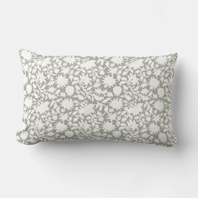 Indian blockprint inspired sage lumbar pillow (Front)