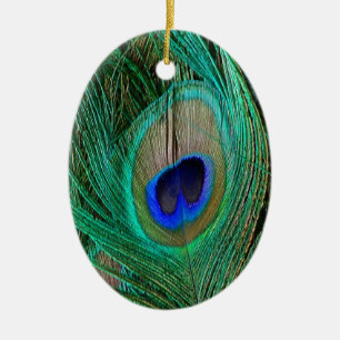 Indian Blue Peacock Feather Ceramic Tree Decoration