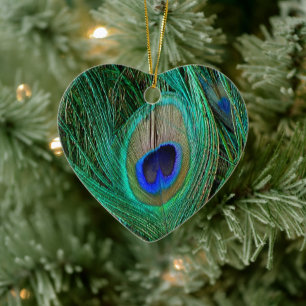 Indian Blue Peacock Feather Ceramic Tree Decoration
