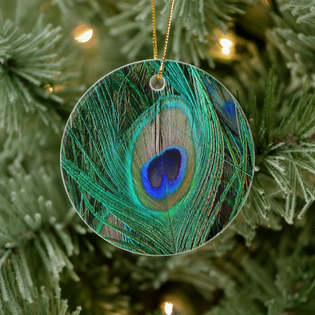 Indian Blue Peacock Feather Ceramic Tree Decoration (Tree)