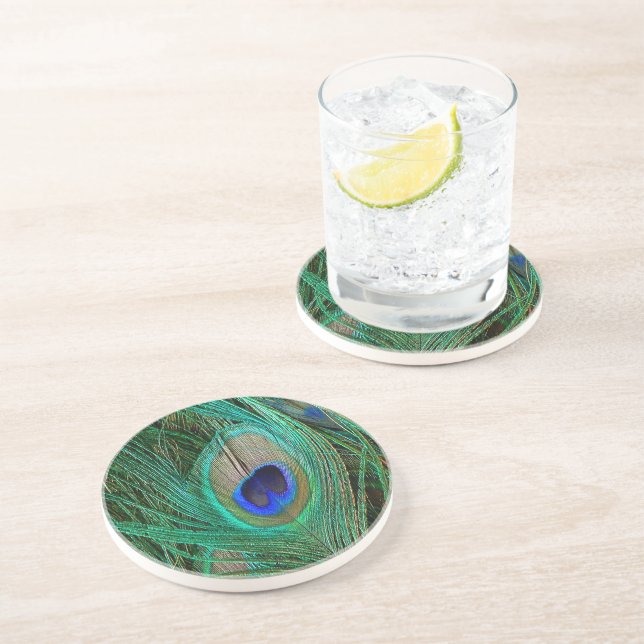 Indian Blue Peacock Feather Coaster (Side)