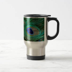 Indian Blue Peacock Feather commuter mug