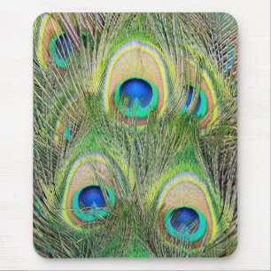 Indian Blue Peacock Feathers Mouse Mat