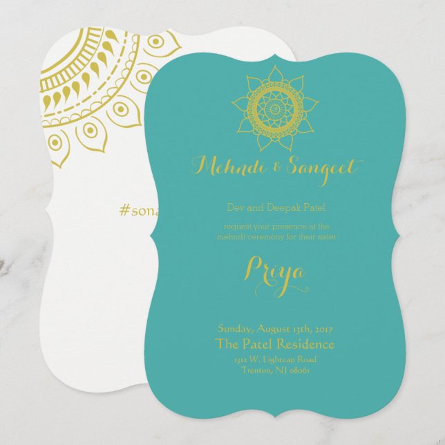 Indian Bollywood Wedding Invitation w/ Om (Front/Back)
