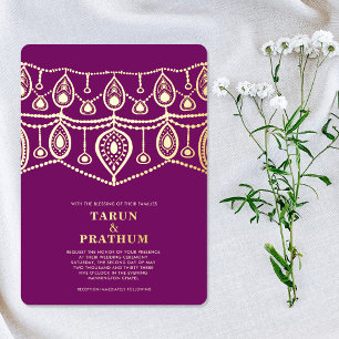 Indian Bridal Jewels Real Gold Foil Invitation