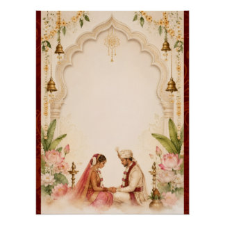 Indian Bride and Groom Wedding Poster