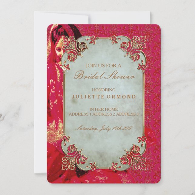 Indian Bride - Bridal Shower Invitation Card (Front)