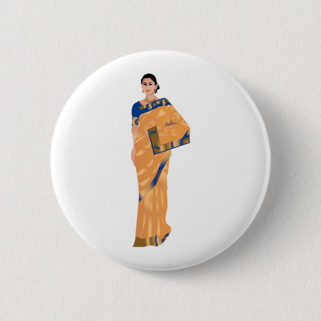 Indian Bride Clipart 6 Cm Round Badge (Front)