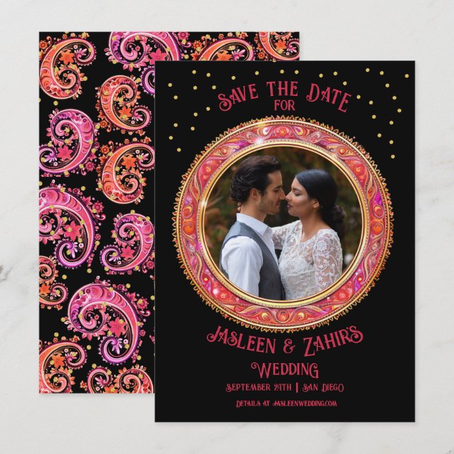 Indian Bride Groom Save the Date Invitation (Front/Back)