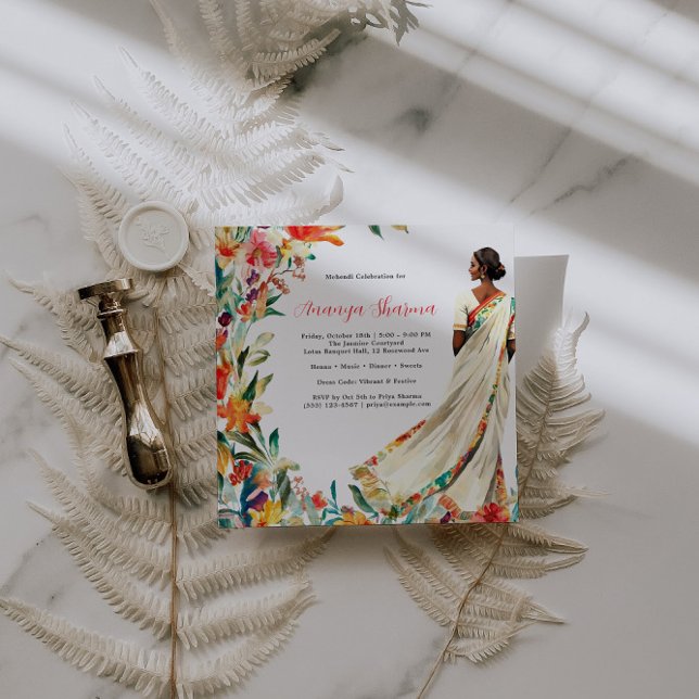 Indian Bride in Saree | Floral Mehendi Celebration (Creator Uploaded)