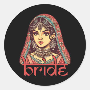 Indian Bride To Be Dulhan Desi Bridal Wedding Bach Classic Round Sticker
