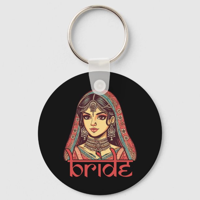 Indian Bride To Be Dulhan Desi Bridal Wedding Bach Key Ring (Front)