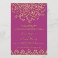 Indian Bright Pink Gold Mehndi Hindu Wedding