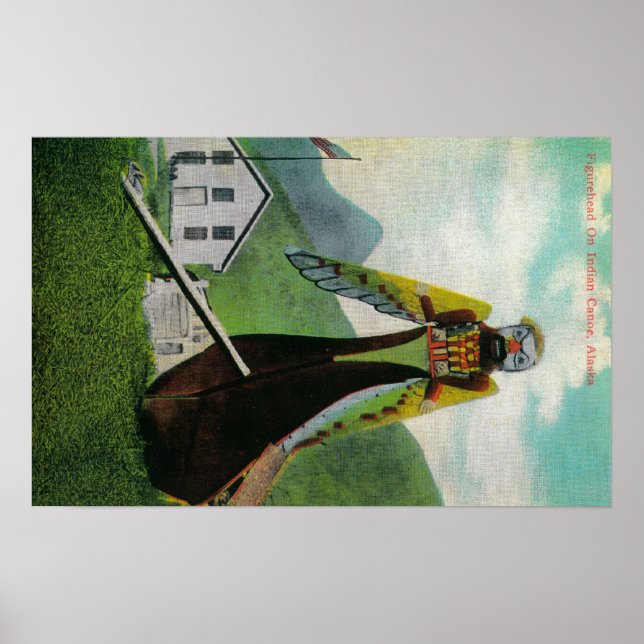 Indian Canoe with Figurehead in AlaskaState Poster (Front)