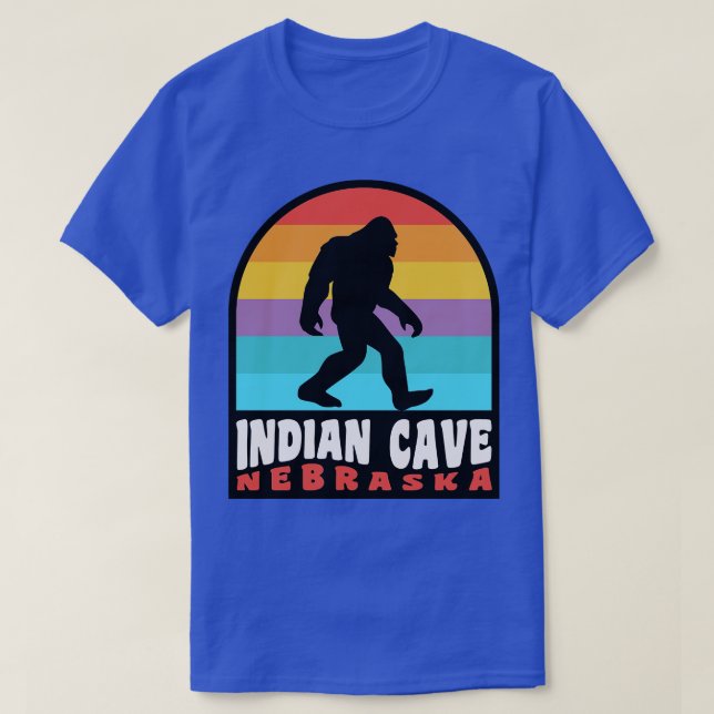 Indian Cave State Park Nebraska Bear Badge T-Shirt (Design Front)