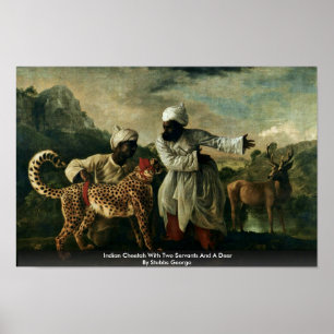 Indian Cheetah With Two Servants And A Deer Poster