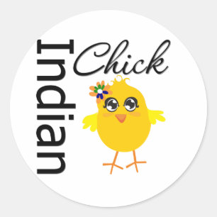 Indian Chick Classic Round Sticker