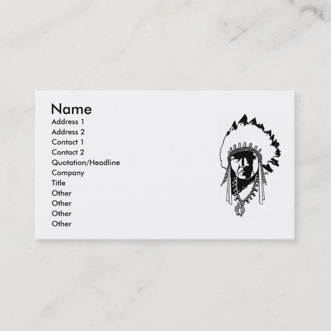 Indian Chief Business Card (Front)