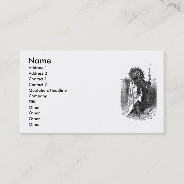 Indian Chief Business Card (Front)