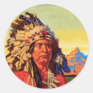 Indian Chief Classic Round Sticker