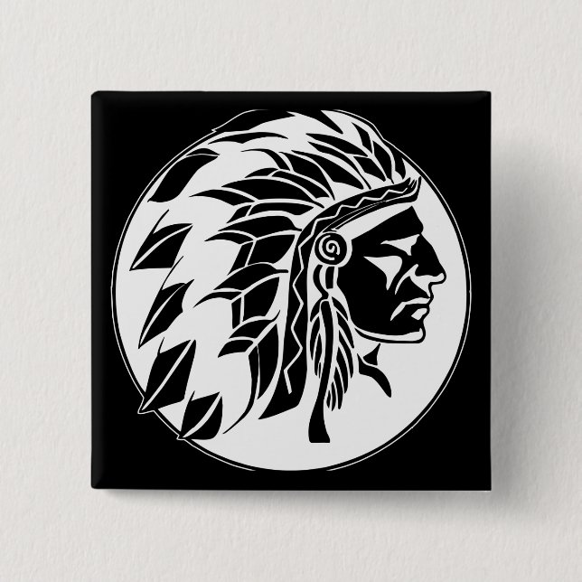 Indian Chief Head 15 Cm Square Badge (Front)