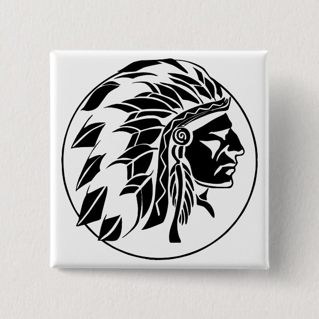 Indian Chief Head 15 Cm Square Badge (Front)