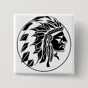 Indian Chief Head 15 Cm Square Badge