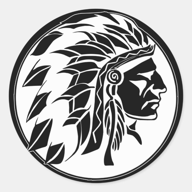 Indian Chief Head Classic Round Sticker (Front)