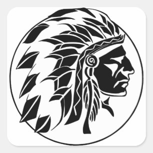 Indian Chief Head Square Sticker
