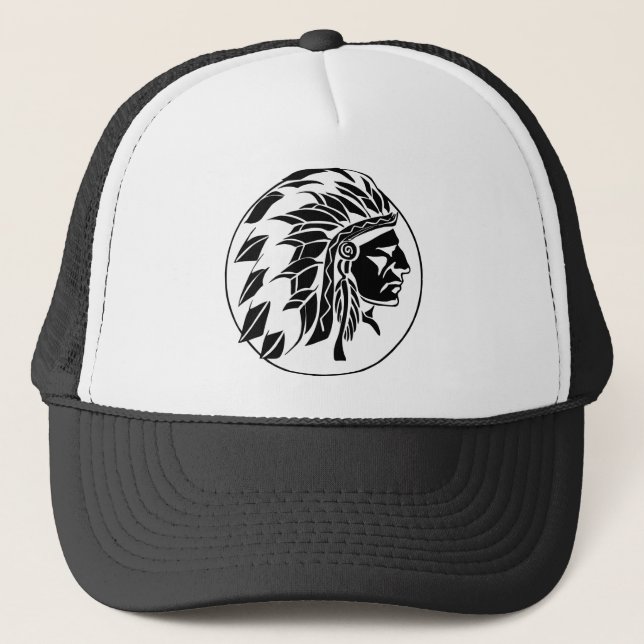 Indian Chief Head Trucker Hat (Front)