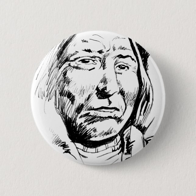 Indian Chief Ink Sketch Motivational 6 Cm Round Badge (Front)