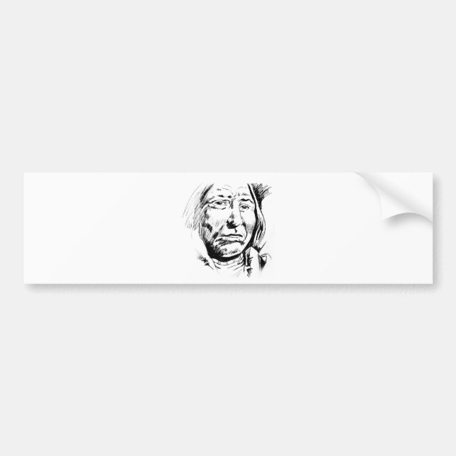Indian Chief Ink Sketch Motivational Bumper Sticker (Front)