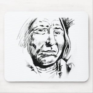 Indian Chief Ink Sketch Motivational Mouse Mat