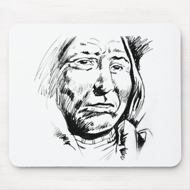 Indian Chief Ink Sketch Motivational Mouse Mat (Front)