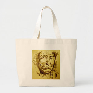 Indian Chief Pencil Sketch Large Tote Bag