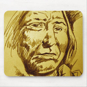 Indian Chief Pencil Sketch Mouse Mat