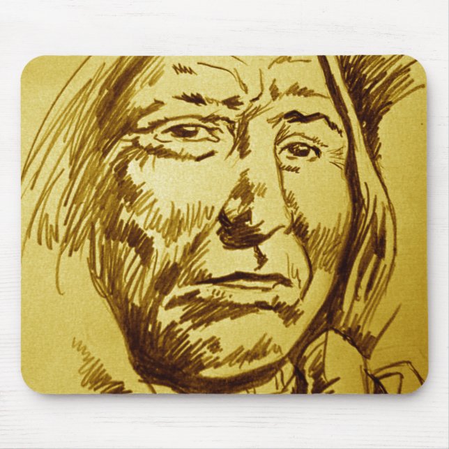 Indian Chief Pencil Sketch Mouse Mat (Front)