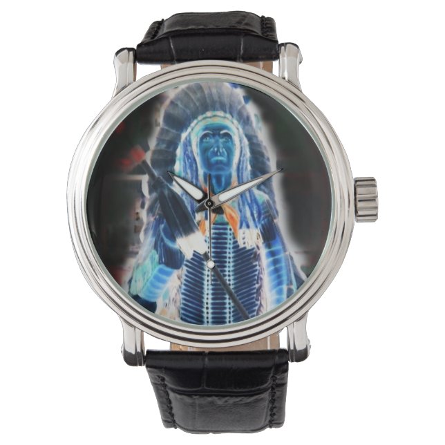 Indian Chief printed digital art custom watches (Front)