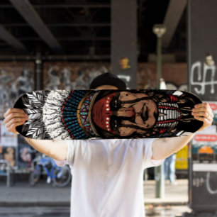 Indian Chief Skateboard   Tribal Skateboard Deck
