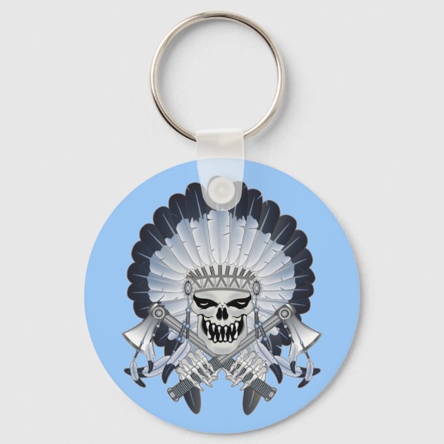 Indian Chief Skull Key Ring (Front)