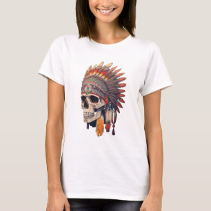 Indian Chief Skull   Native American Skull T-Shirt
