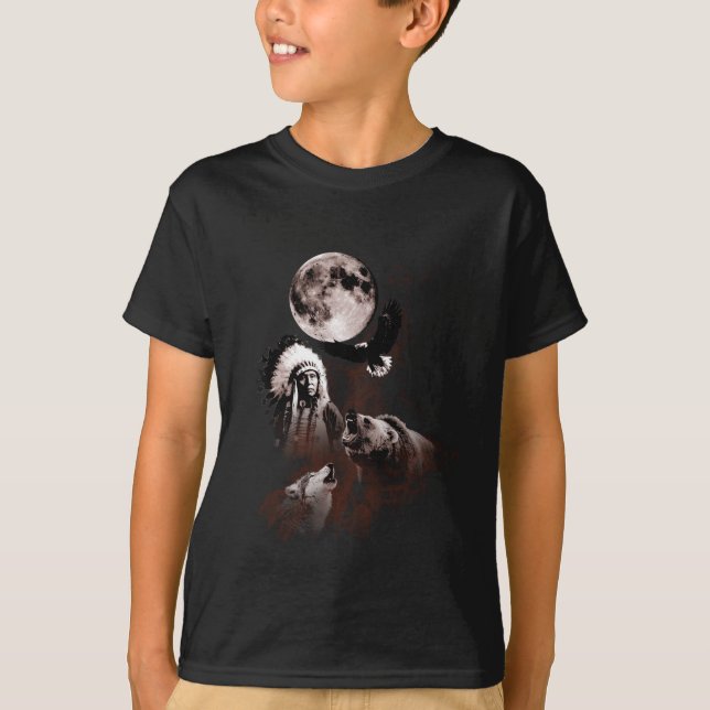 Indian Chief - Wolf - Moon - Bear - Eagle T-Shirt (Front)