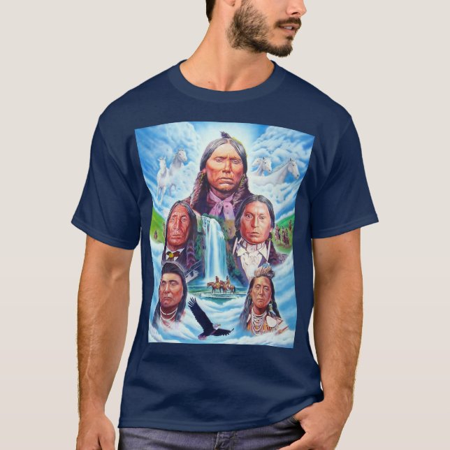 Indian Chiefs Native Americans Mens Navy Blue T-Shirt (Front)