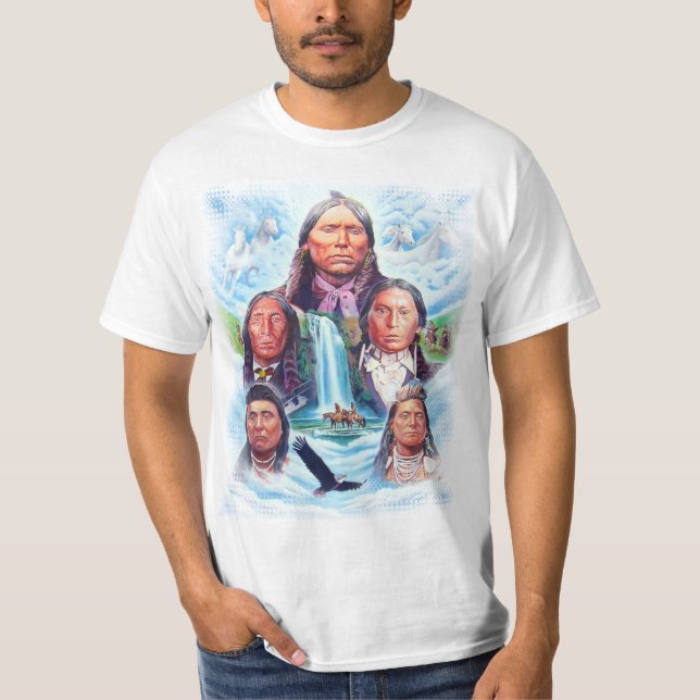 Indian Chiefs Native Americans Mens White Value T-Shirt (Front)