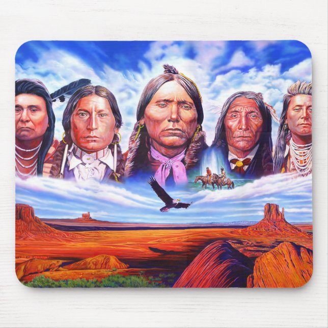 Indian Chiefs Native Americans Painting Custom Mouse Mat (Front)