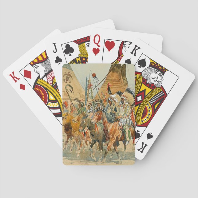 Indian Chiefs with Standards by Edward Borein Playing Cards (Back)