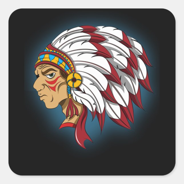 Indian Chieftain Native American Art Native Blood Square Sticker (Front)