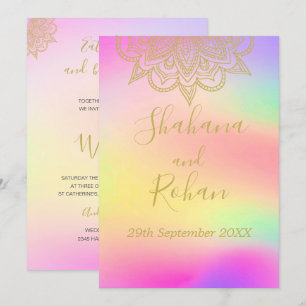 Indian Colourful Gold Colour Modern Chic Wedding Invitation
