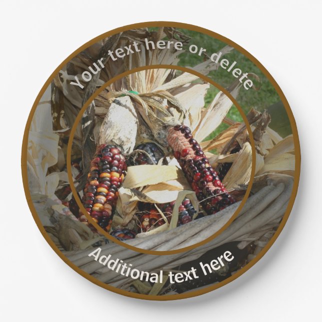 Indian Corn Fall Autumn Personalised Party  Paper Plate (Front)